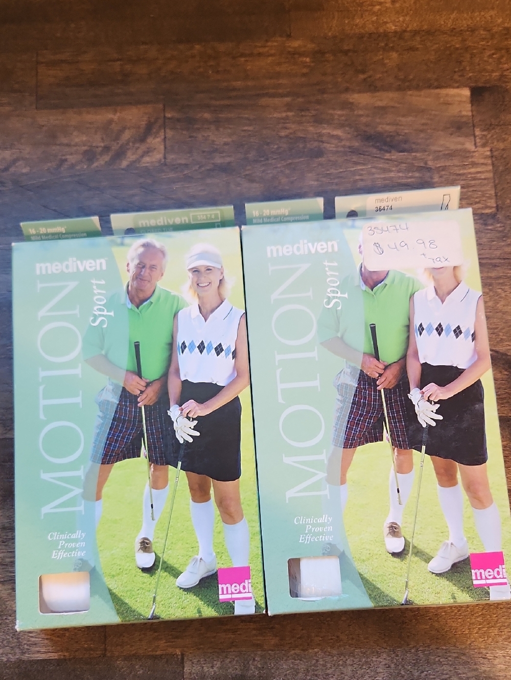 2 Pairs Mediven MOTION Sport Compression Socks White Closed Toe Size XL